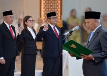 Wakil Gubernur Sumut Surya melantik sebanyak 12 orang Pejabat Pimpinan Tinggi Pratama pada lingkungan Pemerintah Provinsi Sumut di Aula Raja Inal Siregar, Kantor Gubernur Sumut Jalan Diponegoro Kota Medan, Senin (24/2/2025). Foto/Diskominfo Sumut