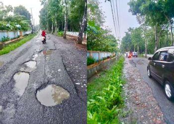 Dinas SDABMBK Deli Serdang Diminta Segera Perbaiki Jalan Rusak Sepanjang Jalan Pendidikan Depan SMAN 1 Deli Tua
