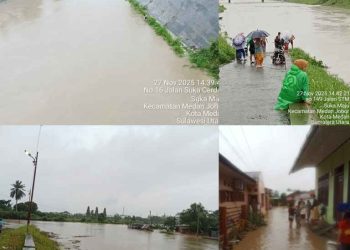 Aktivitas Warga Kota Medan Terhalang Banjir Akibat Curah Hujan Tinggi