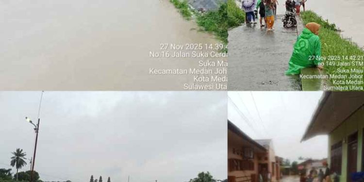 Aktivitas Warga Kota Medan Terhalang Banjir Akibat Curah Hujan Tinggi